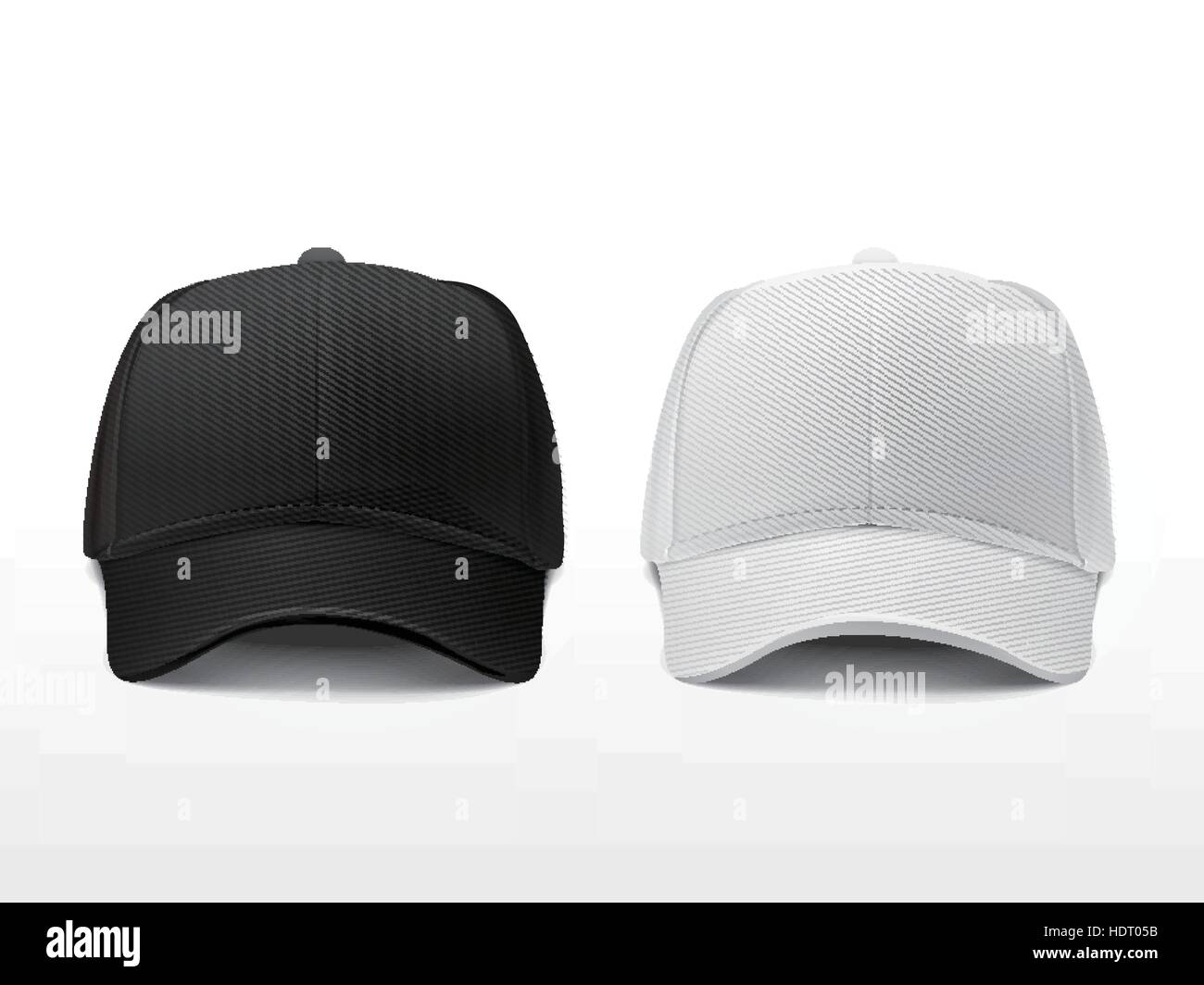 blank hats set in white and black 