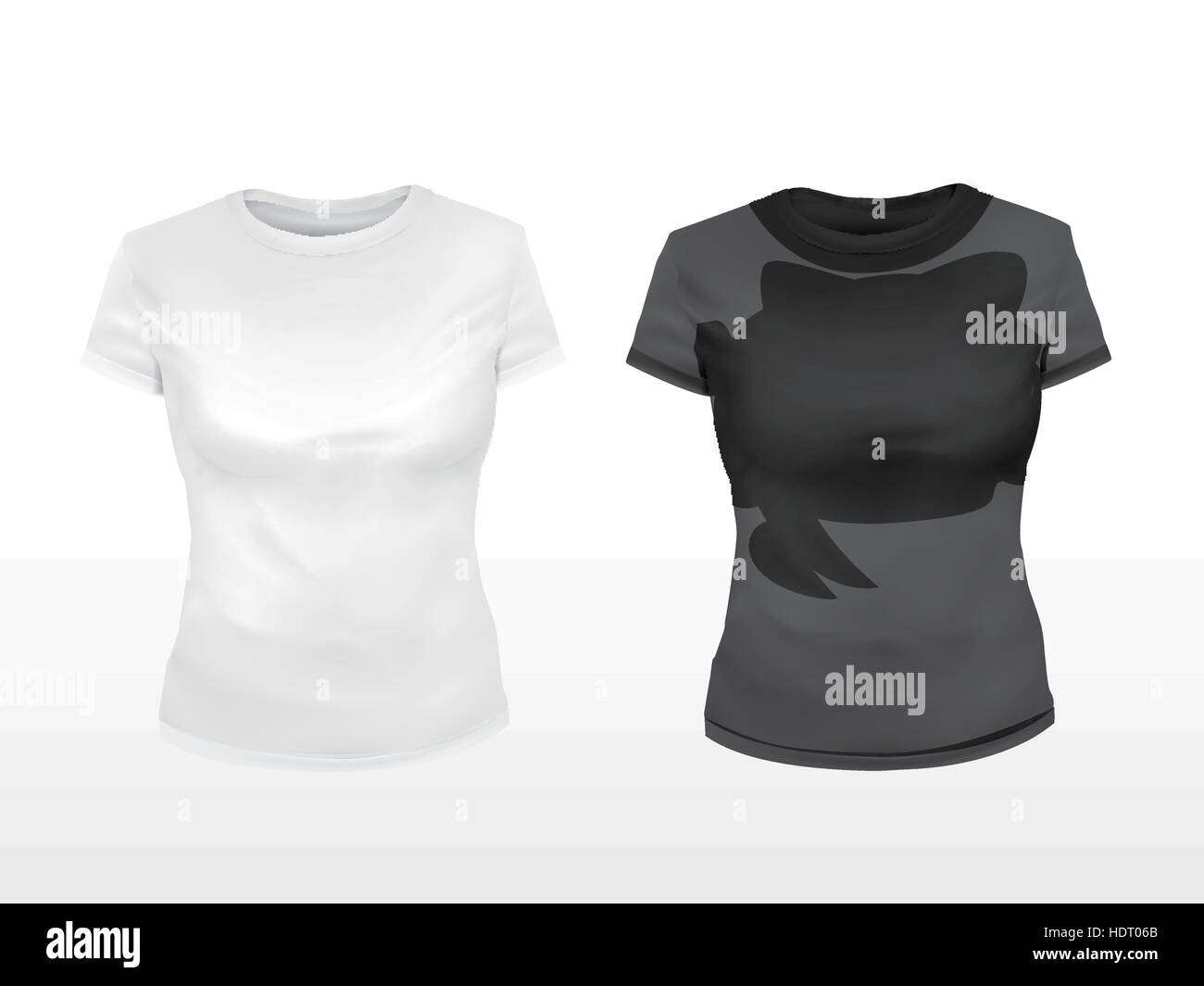 blank women T-shirts in black and white Stock Vector