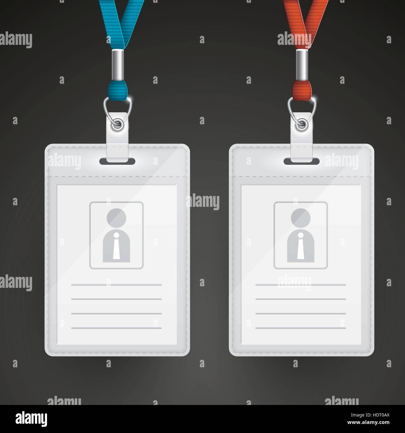 blank identification cards set template isolated on black Stock Vector