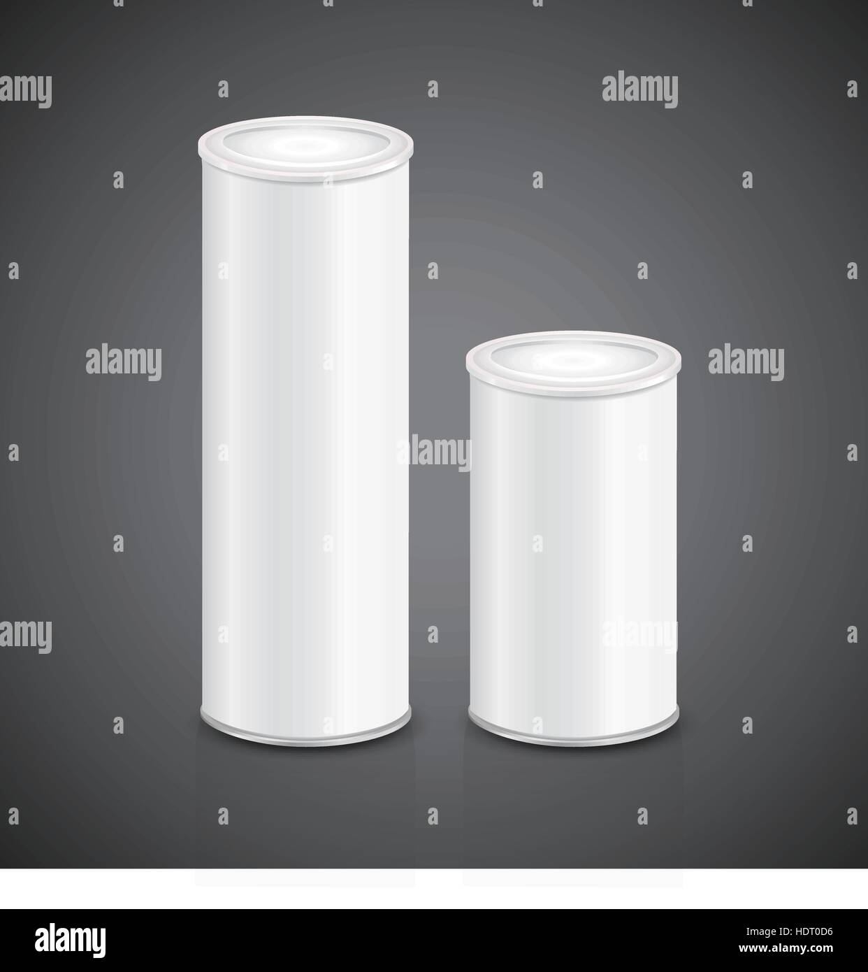 blank aluminum can set template isolated over black background Stock Vector