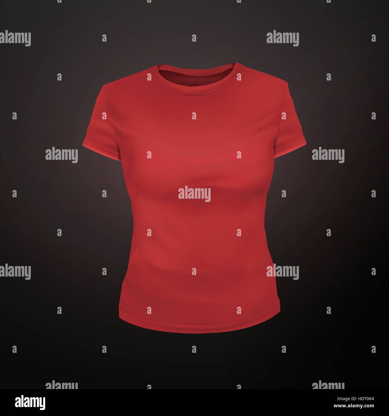 blank women T-shirt in red over black background Stock Vector Image
