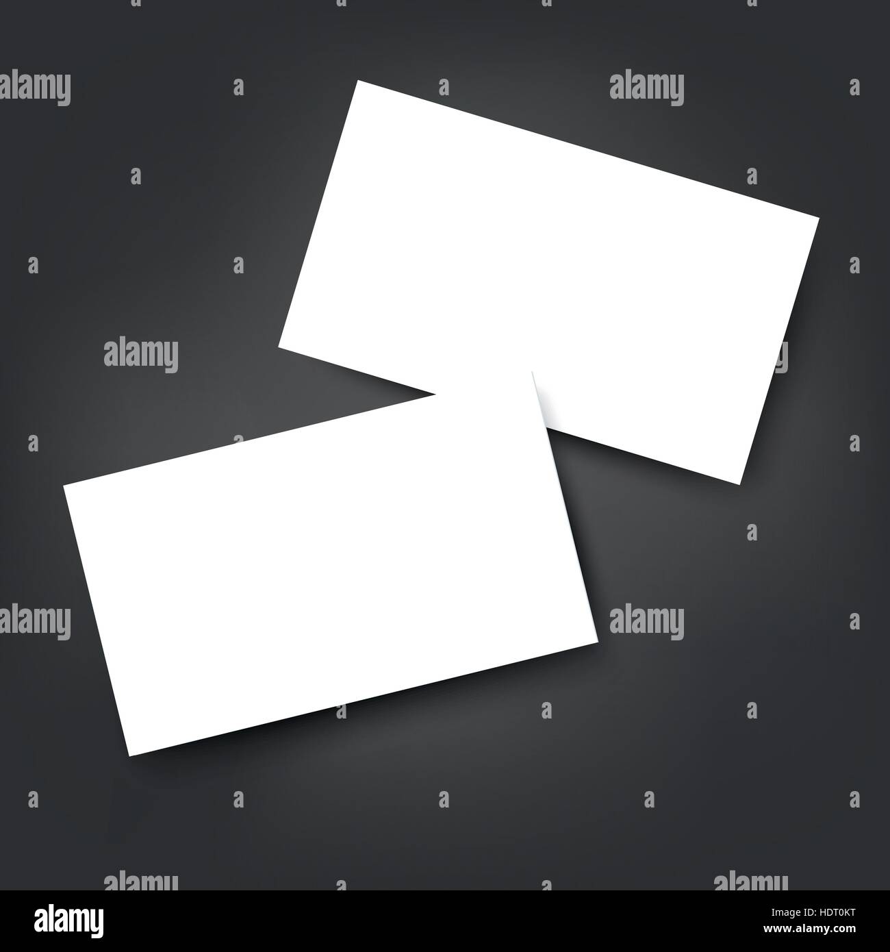 blank business cards with soft shadow isolated on black background