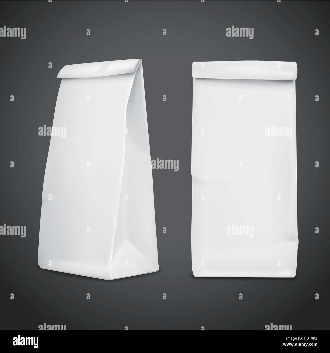 3d blank paper bag template isolated on black background Stock Vector