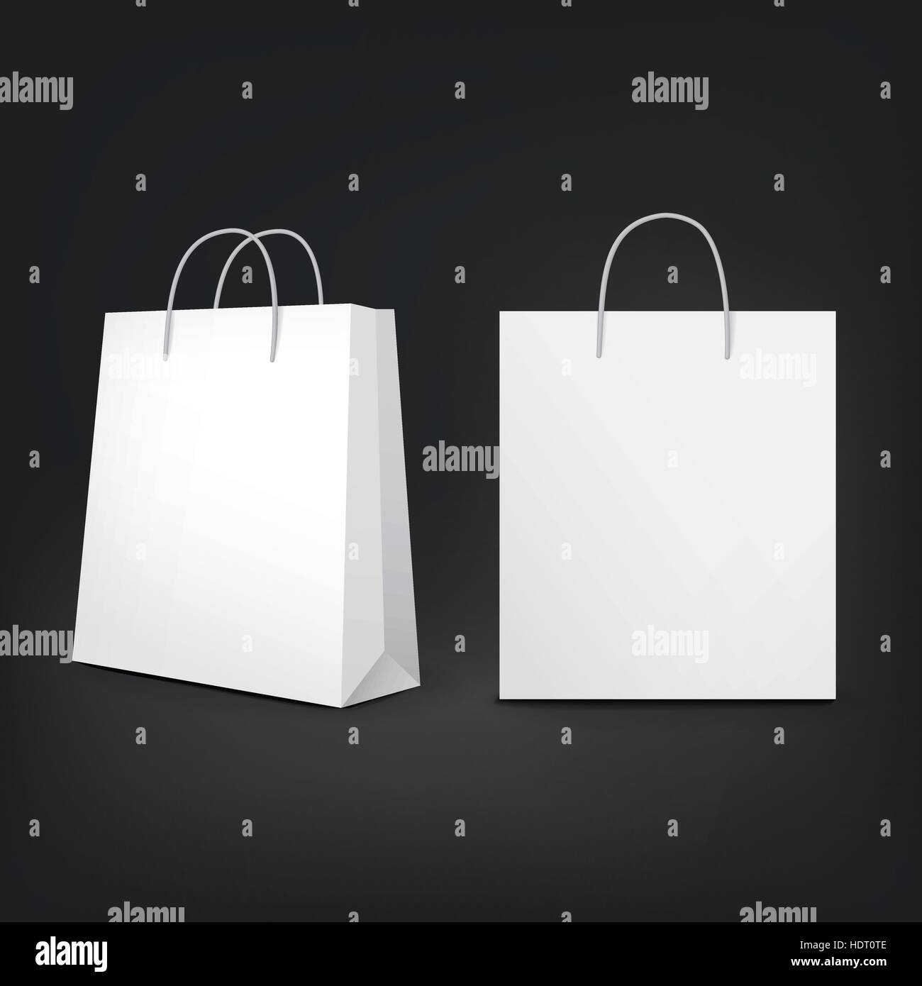 3d blank shopping bags isolated on black background stock vector image