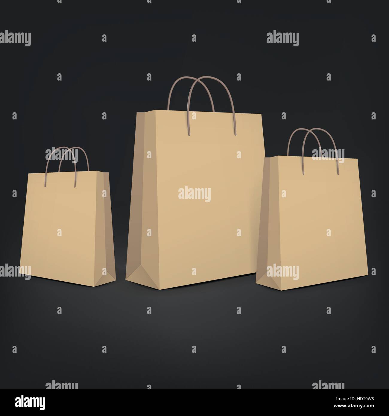 3d blank shopping bags isolated on black background stock vector image