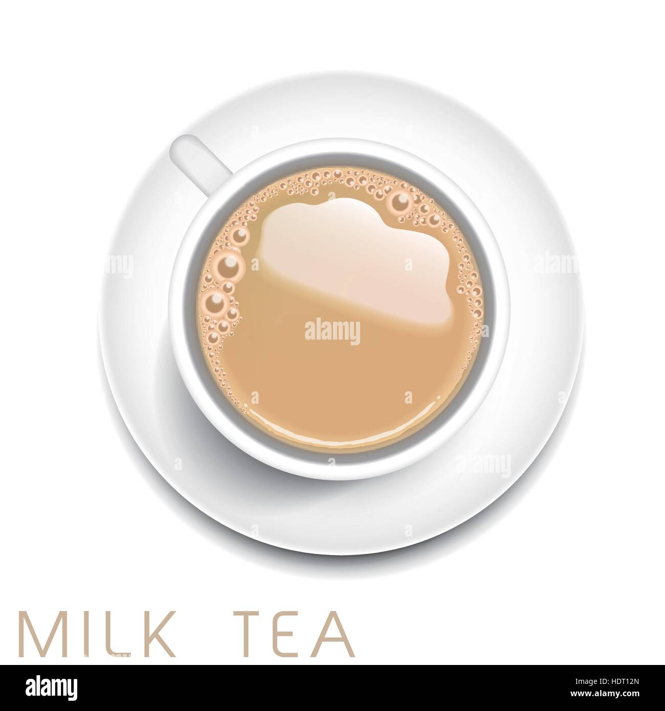 top view of realistic milk tea isolated on white background Stock