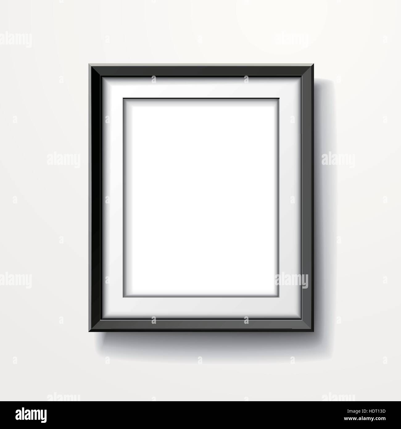 blank picture frame isolated on white wall Stock Vector