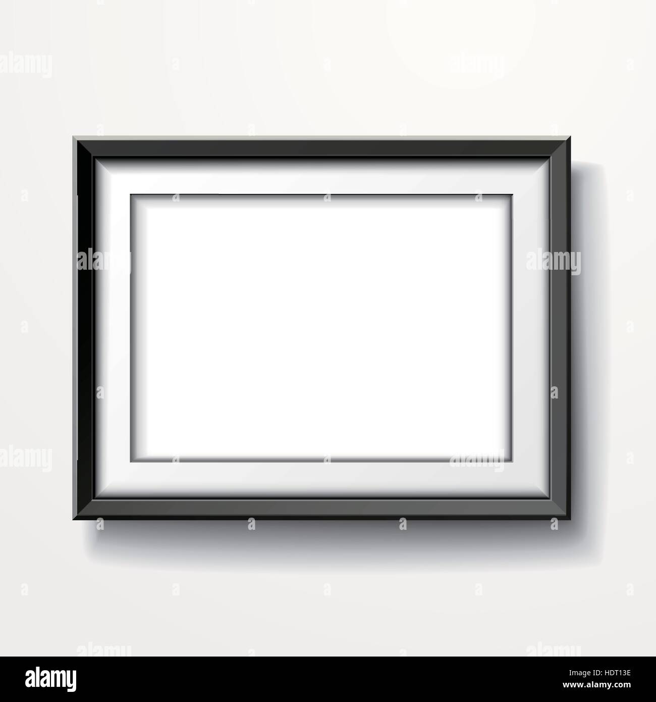 blank picture frame isolated on white wall Stock Vector