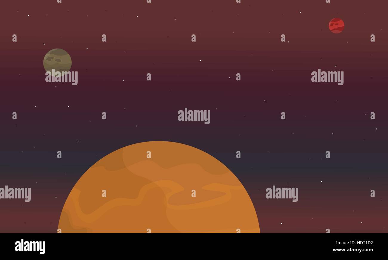 Illustration of red planet on space landscape Stock Vector Image & Art ...