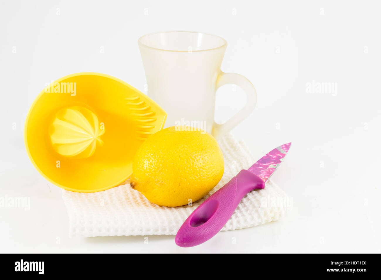 Lemonade making tools with fresh lemon fruit Stock Photo Alamy