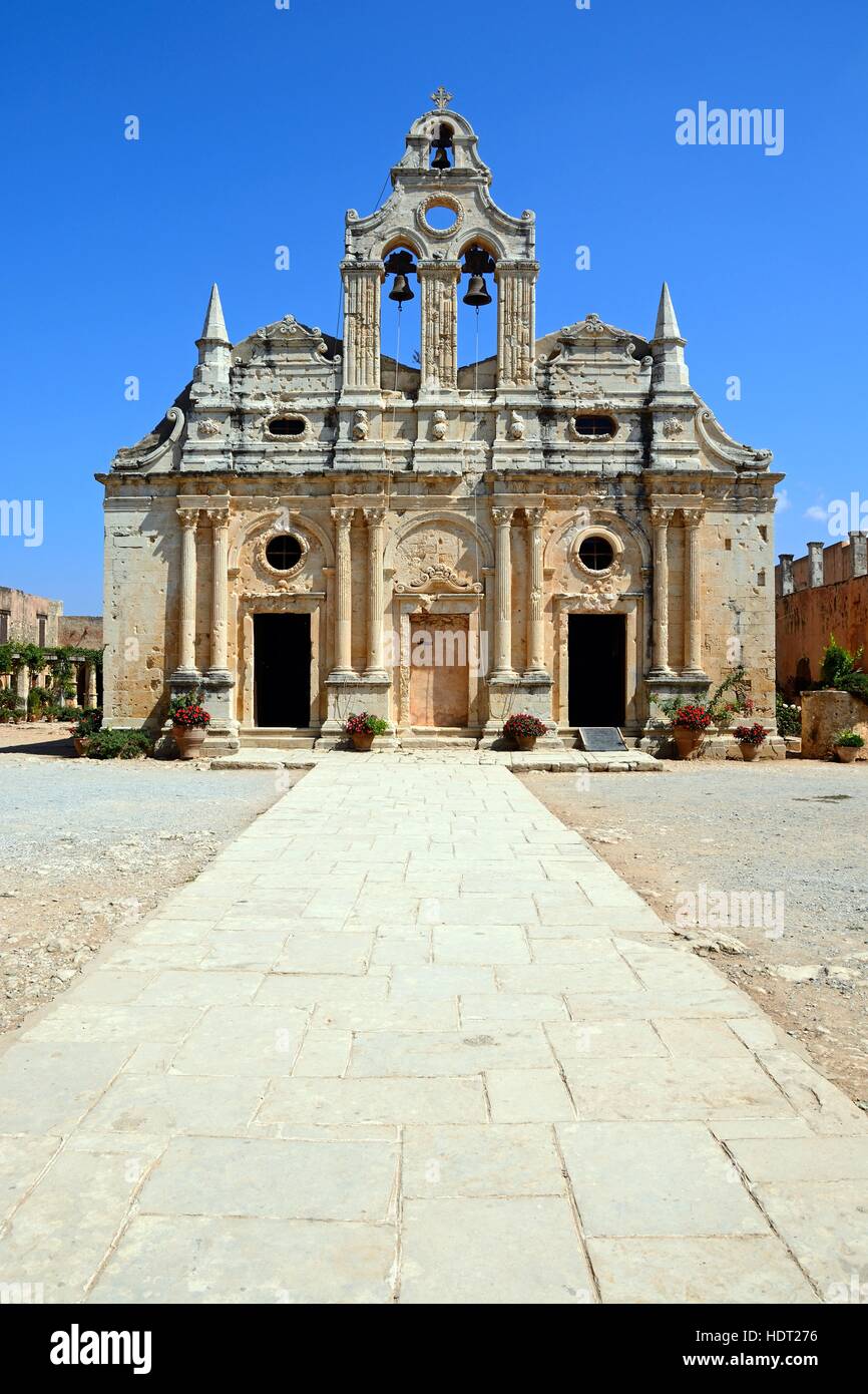 Front view of Arkadi Monastery, Arkadi, Crete, Greece, Europe Stock ...