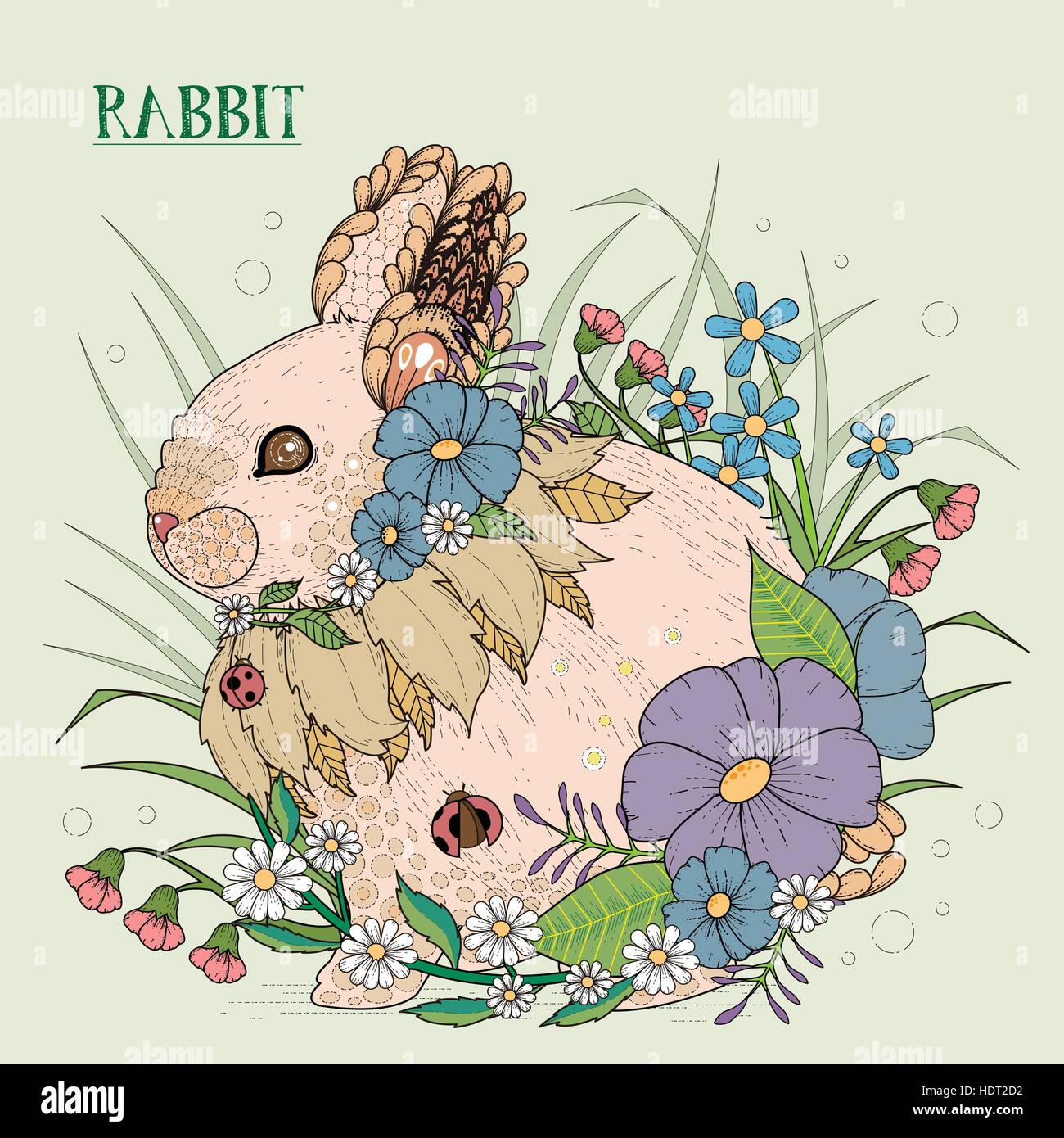 adorable rabbit coloring page in exquisite style Stock Vector Image ...