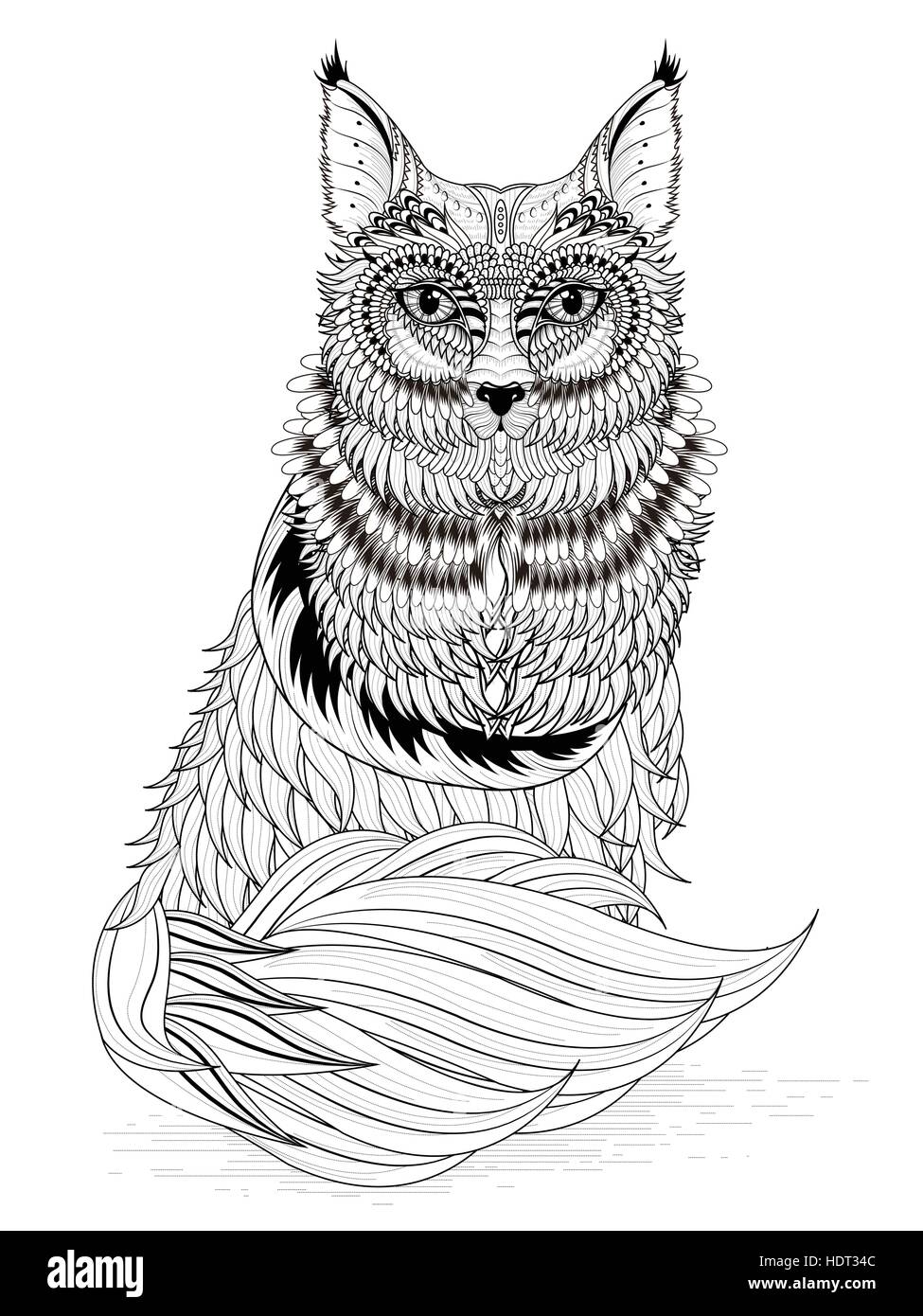 adorable fox coloring page in exquisite line Stock Vector Image & Art