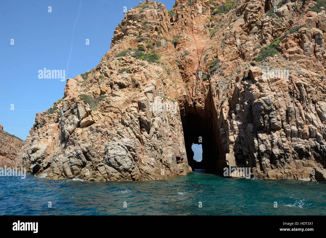 The coast of the Golfe de Porto is one of Corsican most famous landscapes. Stock Photo