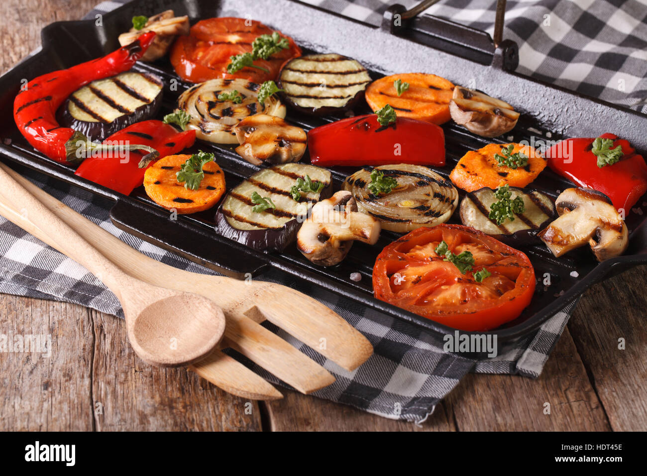 grilled vegetables peppers, tomato, onion, eggplant, carrots and