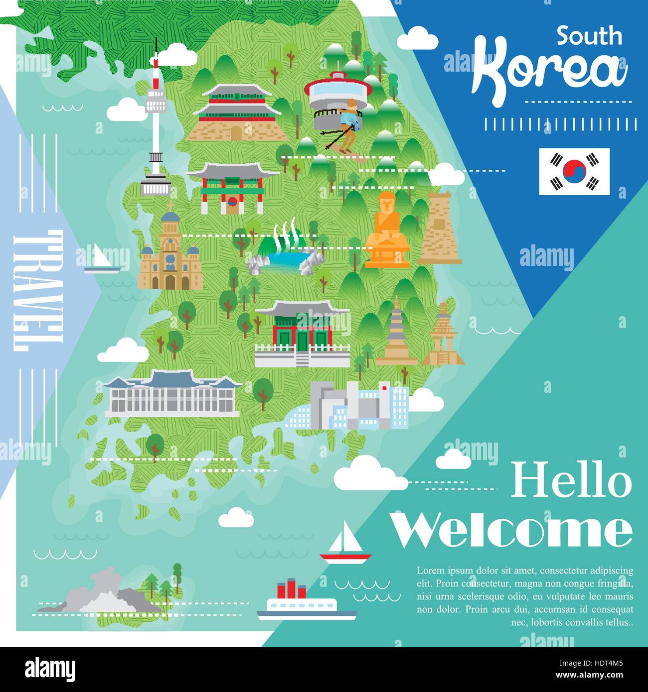 Adorable south korea travel map hi-res stock photography and images - Alamy