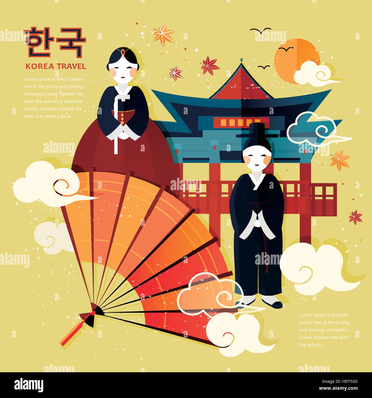 traditional Korean culture symbol in travel poster - Korea in Korean ...