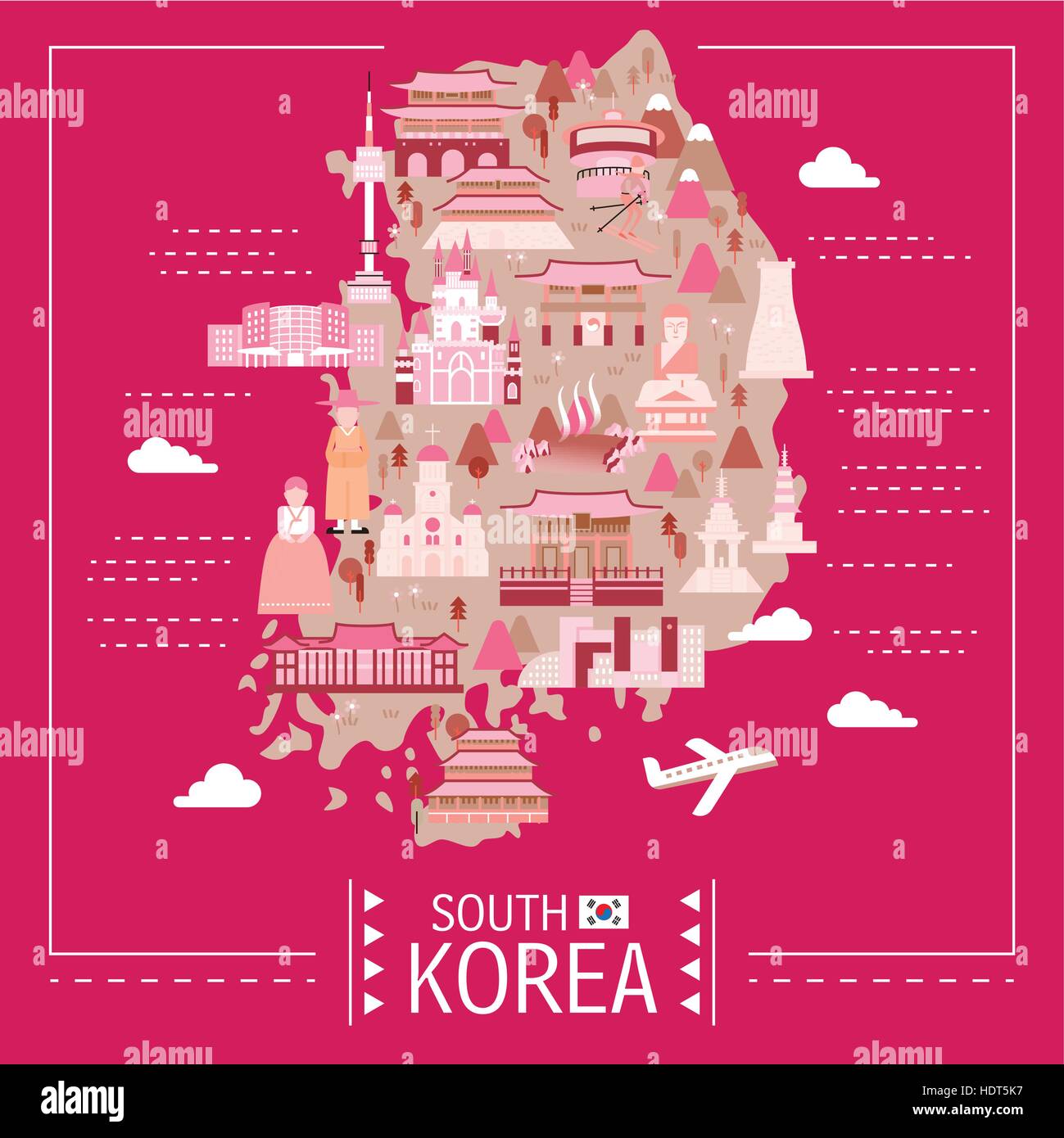 Lovely south korea travel map hi-res stock photography and images - Alamy