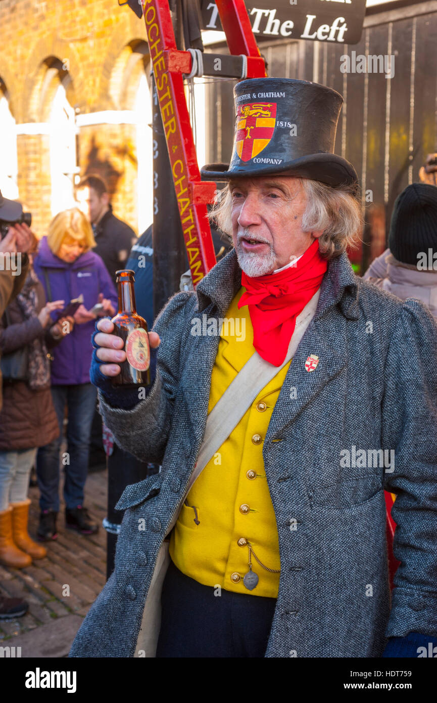 'Lamplighter' performer at the 2016 Dickensian Christmas Festival In Rochester Kent Stock Photo