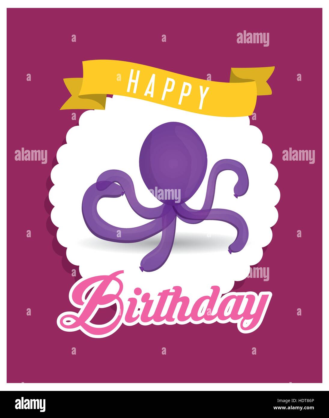 purple octopus balloon happy birthday card Stock Vector Image & Art - Alamy