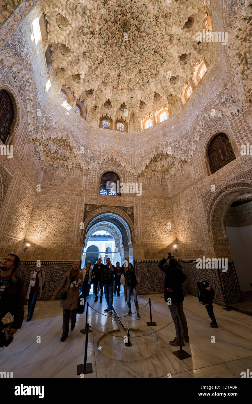 Ceiling of interiors of Alhambra Palace Stock Photo