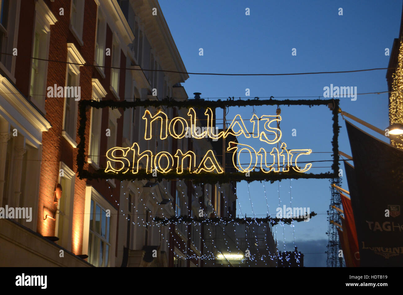 Christmas lights in Grafton Street, Dublin, Ireland Nov 2016 Stock