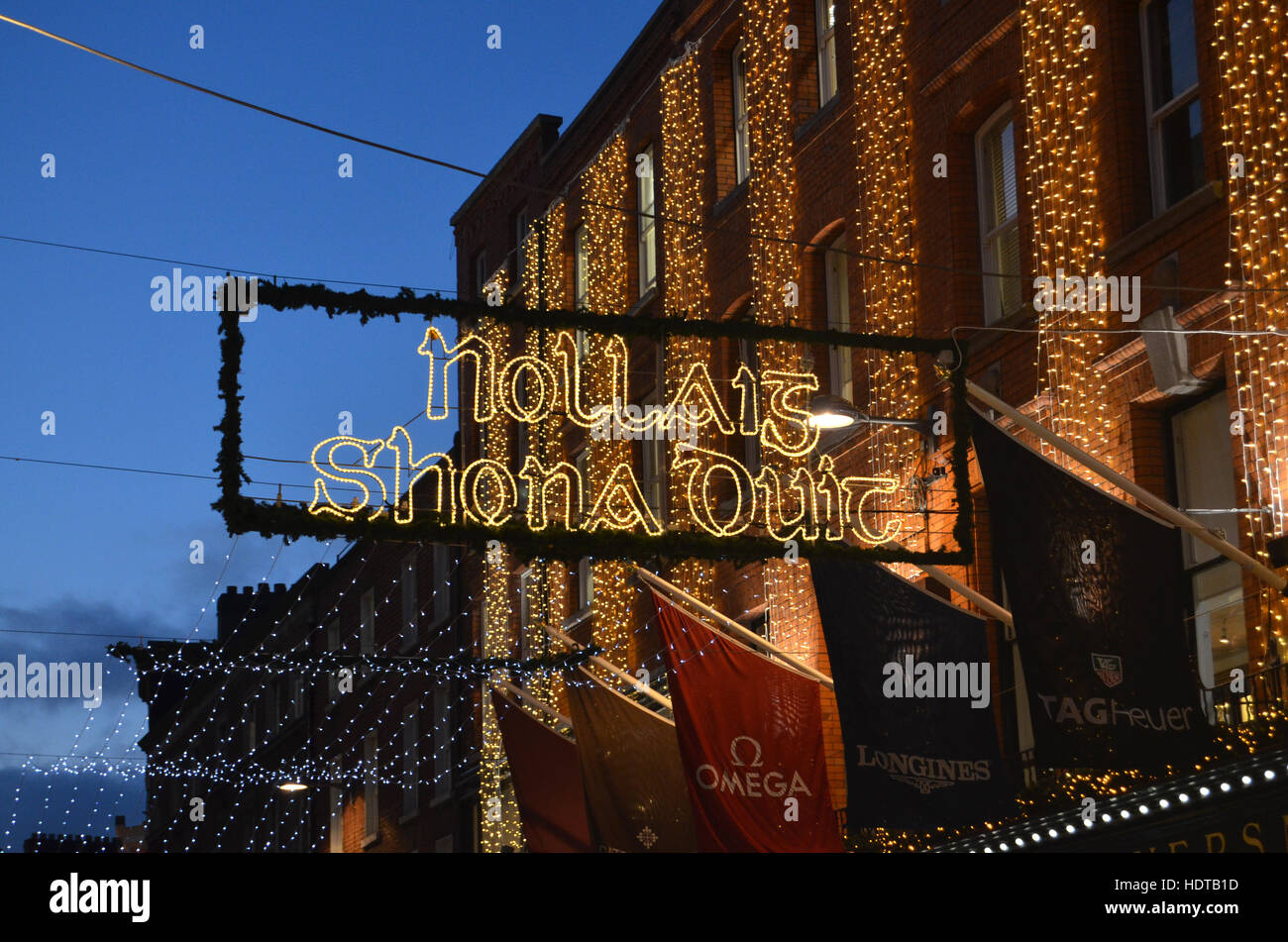Christmas lights in Grafton Street, Dublin, Ireland Nov 2016 Stock