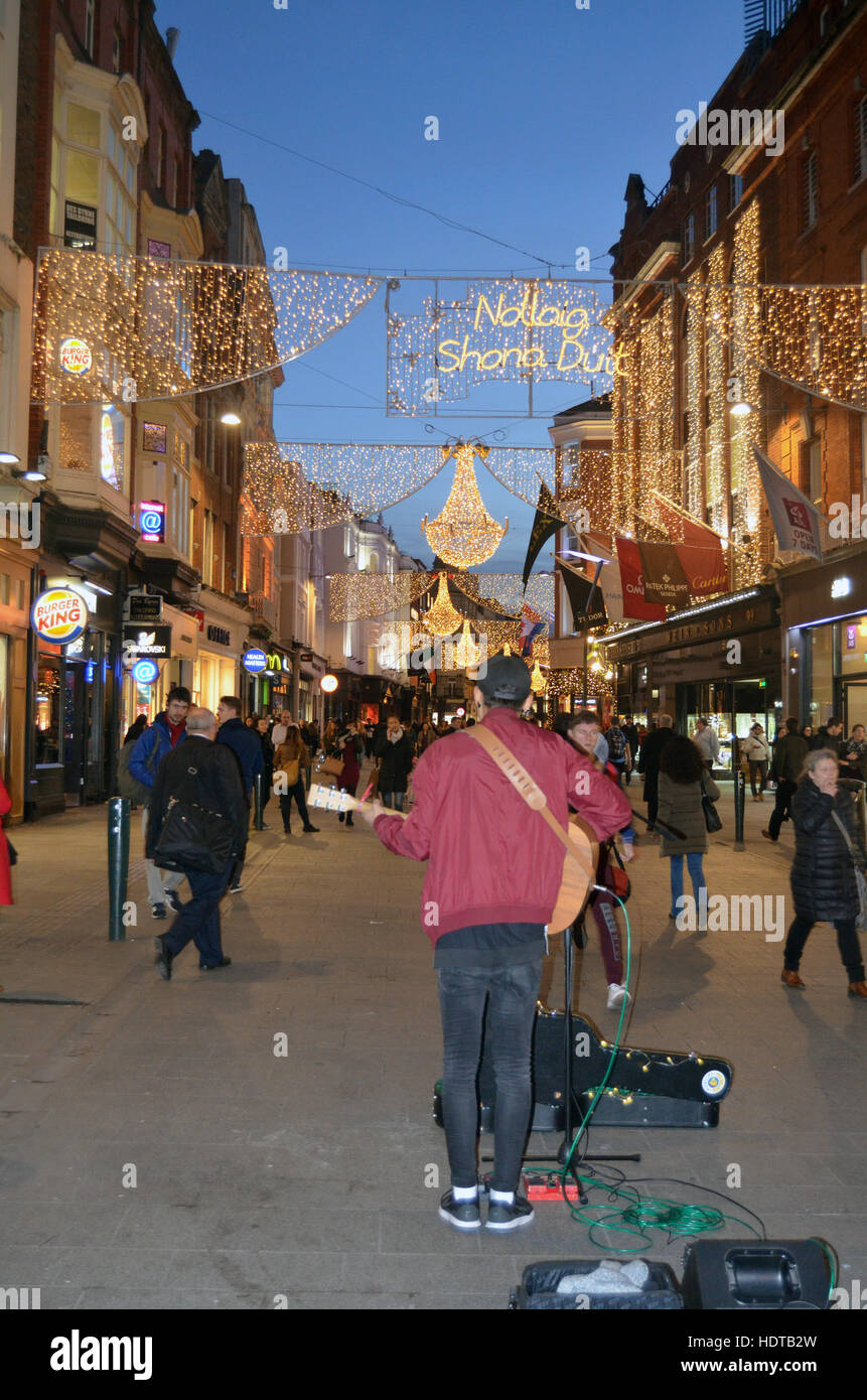 Christmas lights in Grafton Street, Dublin, Ireland Nov 2016 Stock