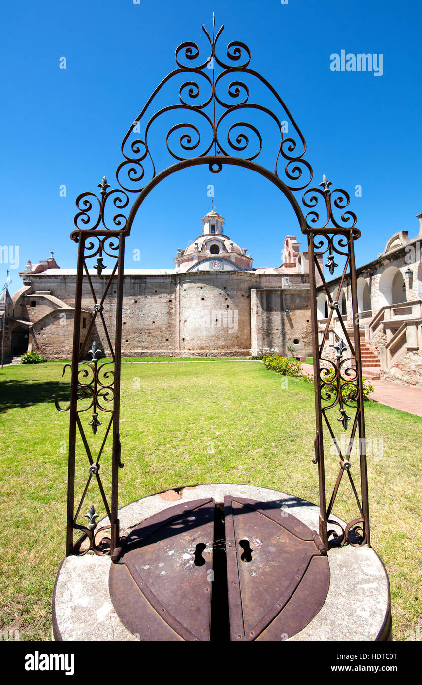 Courtyard and church of the Estancia of the Jesuits in Alta Gracia, Cordoba, Argentina. Stock Photo