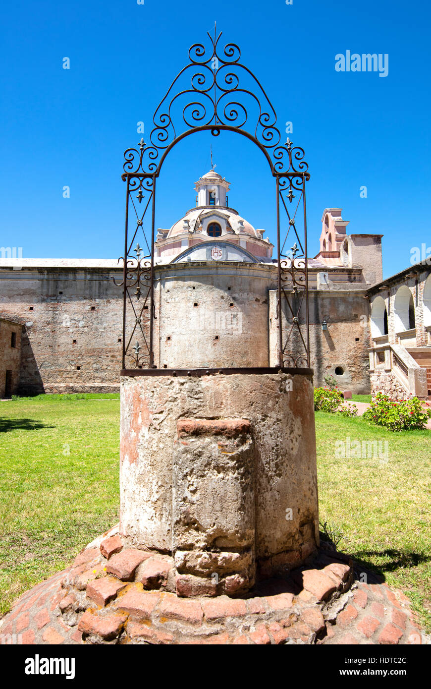 Courtyard and church of the Estancia of the Jesuits in Alta Gracia, Cordoba, Argentina. Stock Photo