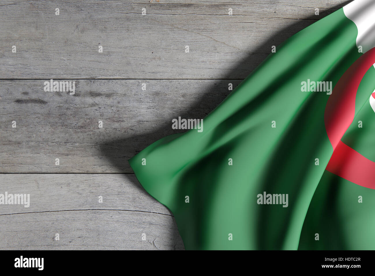 3d rendering of Algeria flag waving on wooden background Stock Photo ...