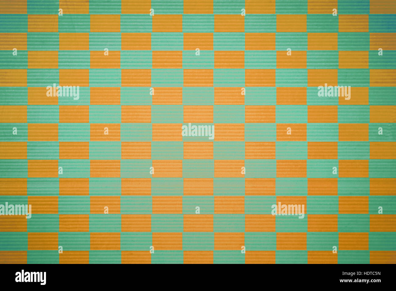 Illustrated background of tilted squares in two colors - green and orange Stock Photo