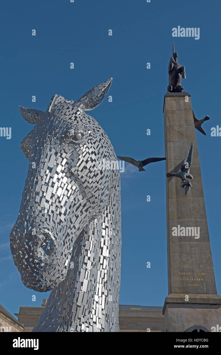 The Kelpie maquettes are 1:10 scale models of the world famous Kelpies sculpture at inverness Scotland.  SCO 11,259. Stock Photo