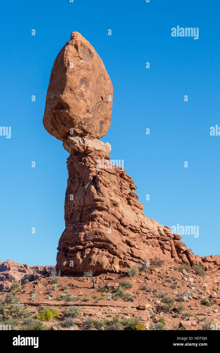 Balanced Rock, rock formation, Arches National Park, Utah, USA Stock Photo