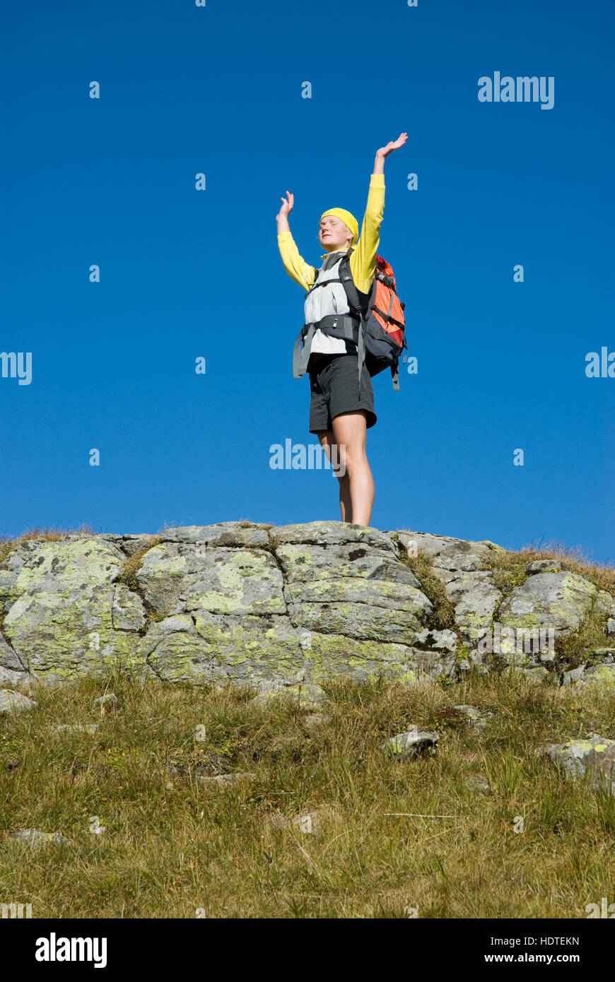 Woman stretches arms towards hi-res stock photography and images - Alamy