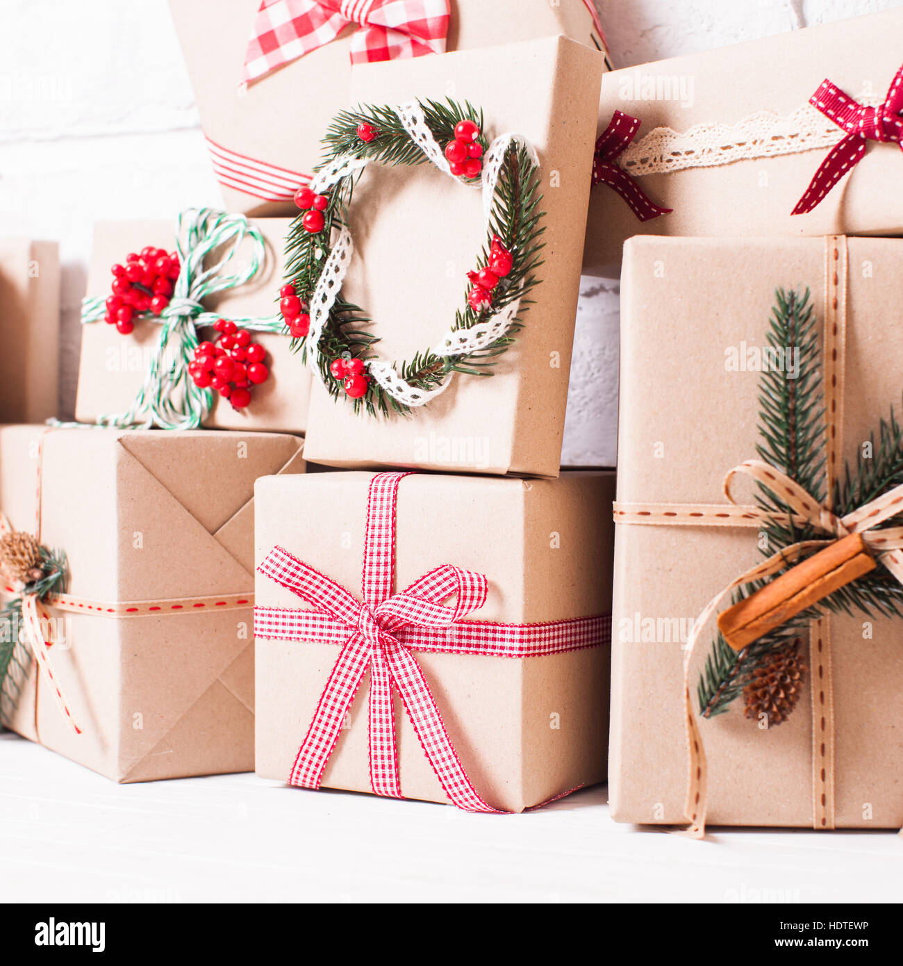 Christmas craft boxes Stock Photo - Alamy
