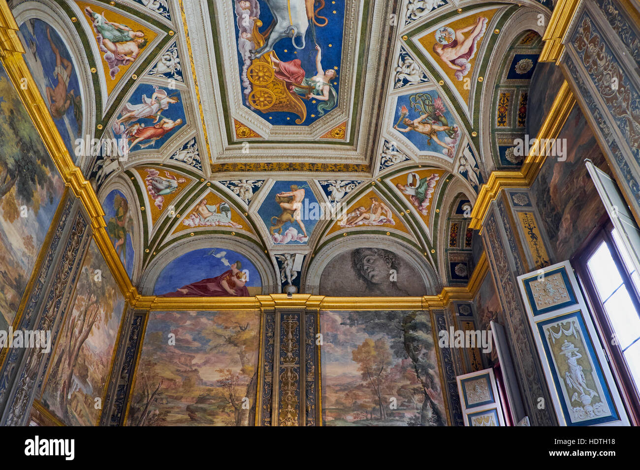 Ceiling of the Villa Farnesina. Rome, Italy Stock Photo