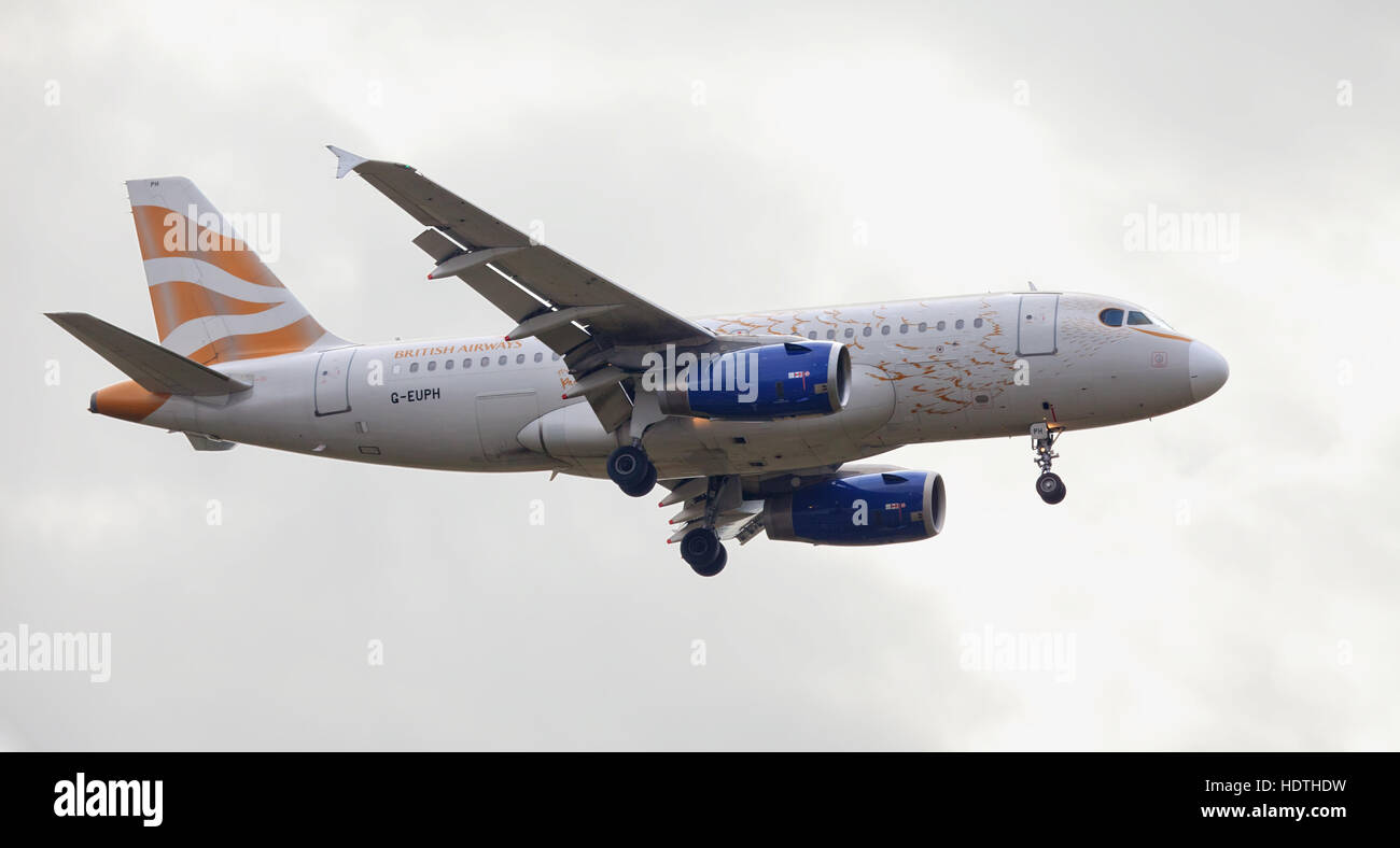 British Airways Olympic Dove Liveried Airbus a319 G-EUPH on final ...