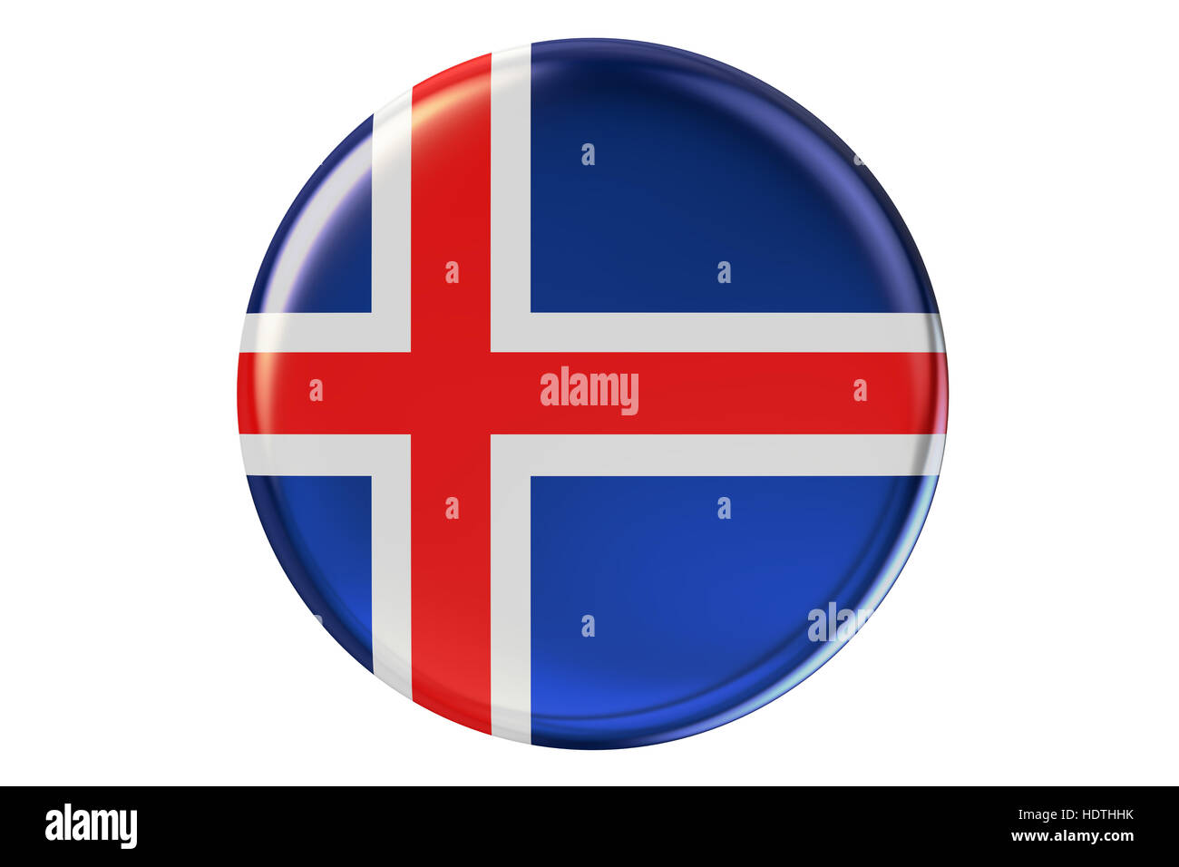 Badge with flag of Iceland, 3D rendering isolated on white background ...