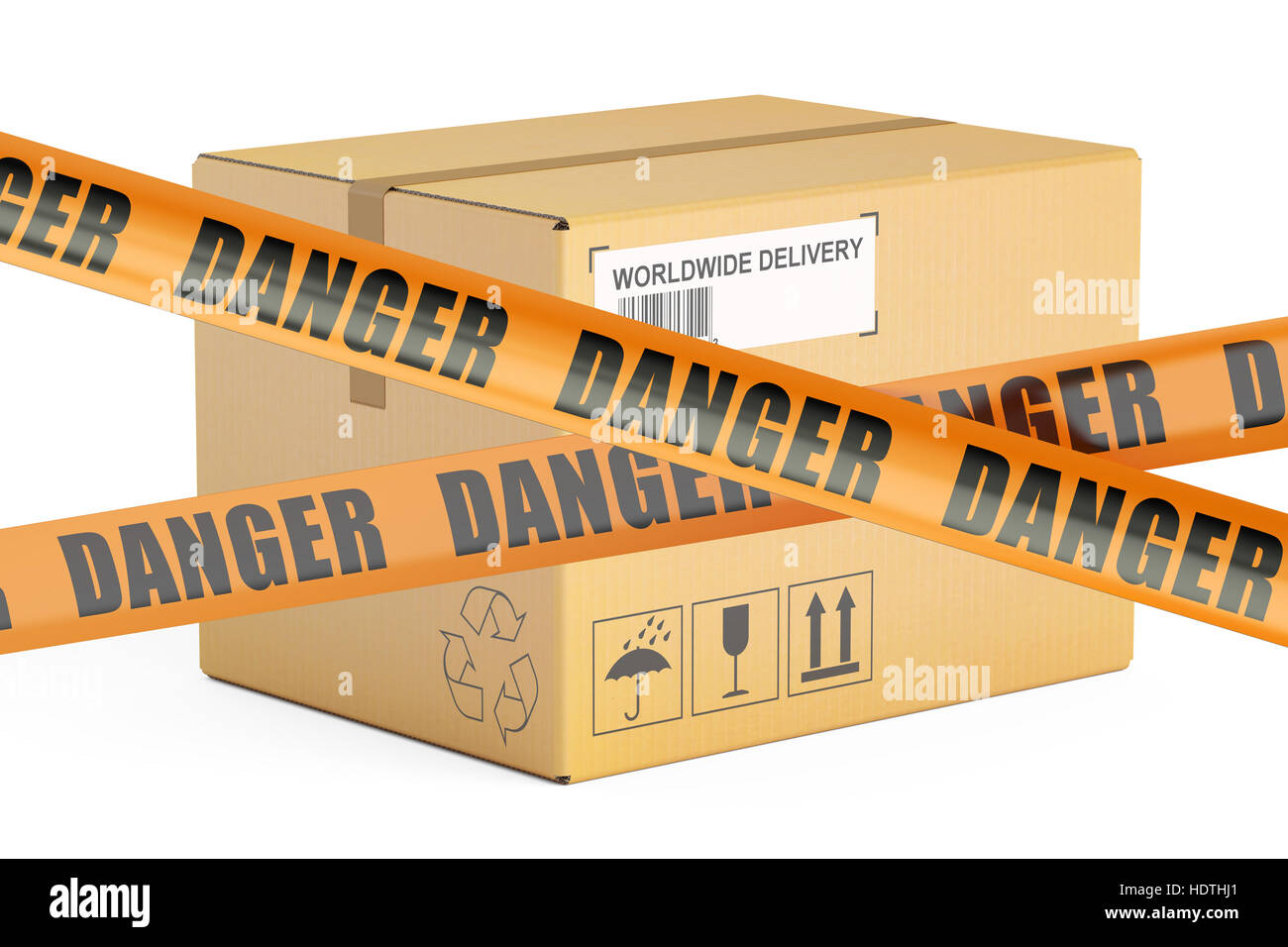 dangerous parcels concept, 3D rendering isolated on white background ...