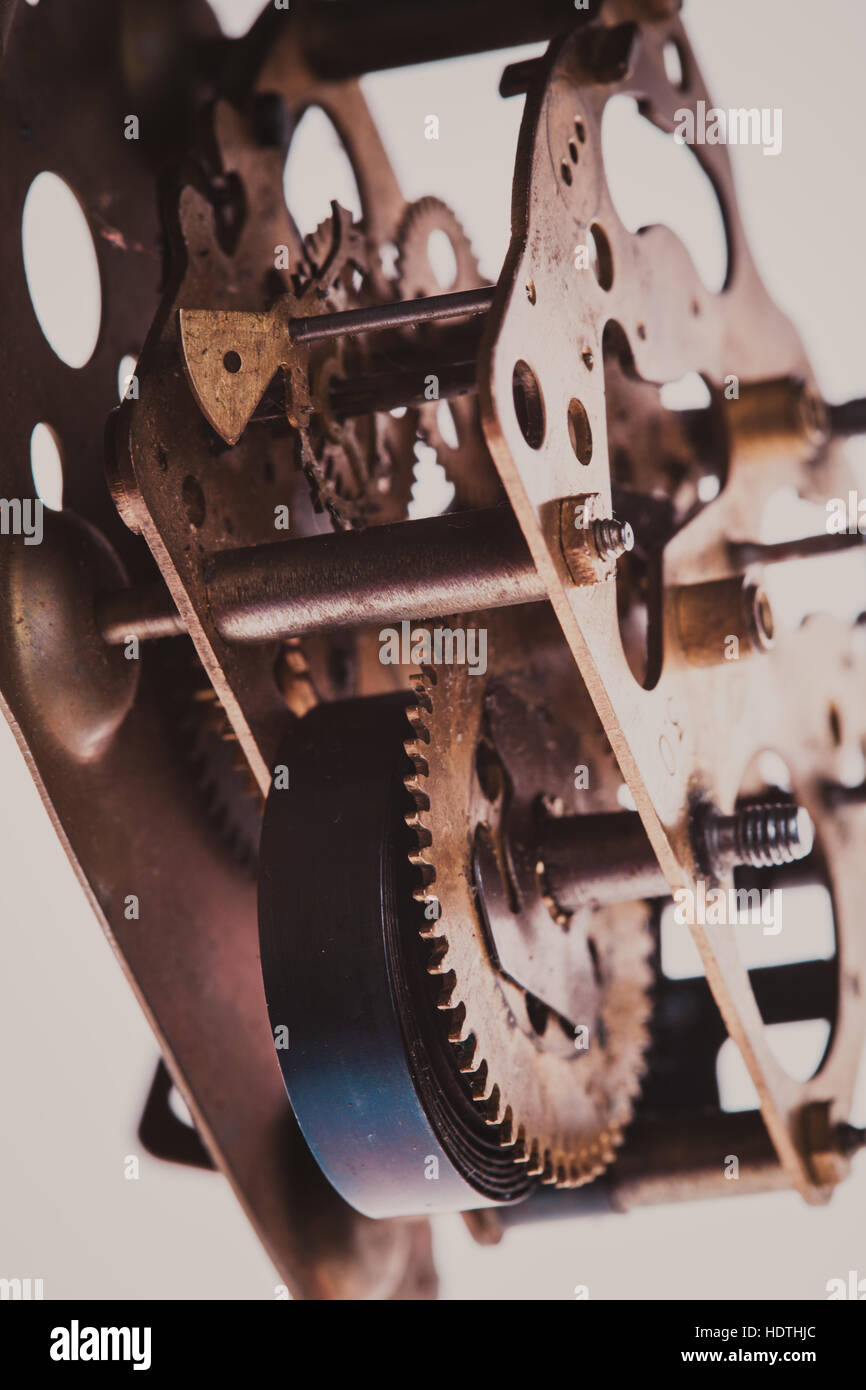 Vintage clock mechanism Stock Photo Alamy