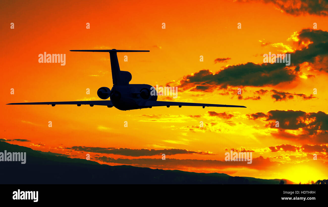 plane to dusk Stock Photo