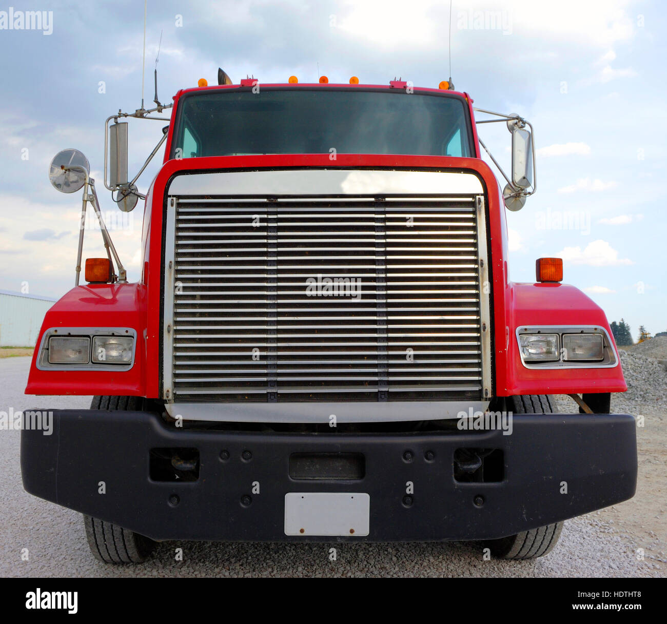 Front end of large semi-tractor rig. Stock Photo