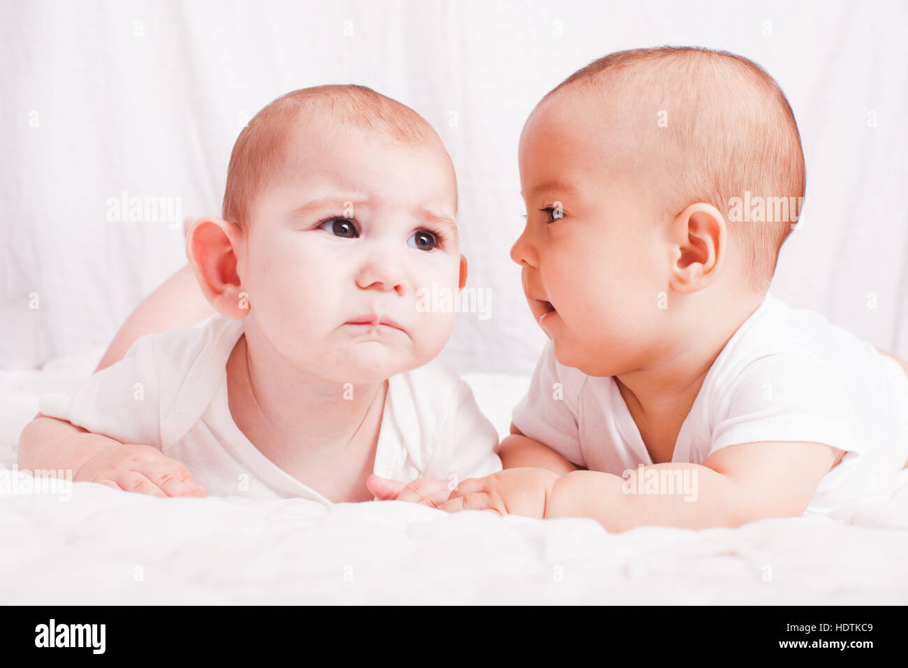 Babies talking, humor Stock Photo