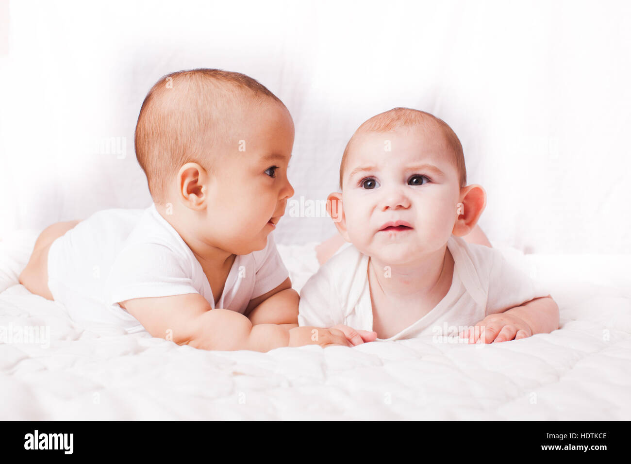 Babies talking, humor Stock Photo