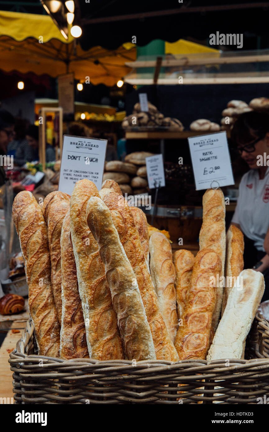 Baguettes at Bread Ahead in Borough market, London Stock Photo Alamy