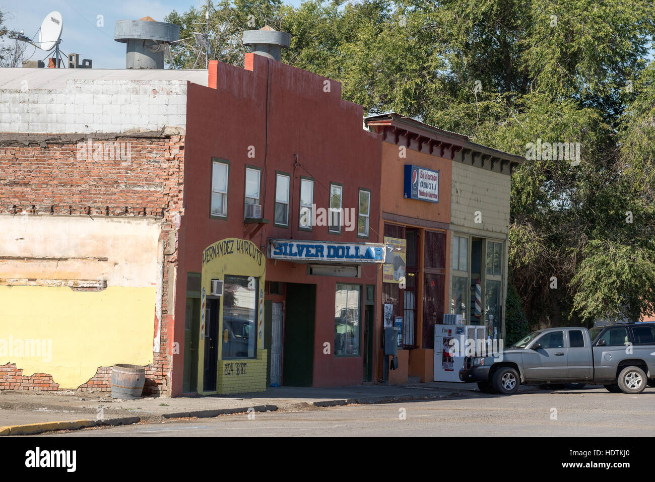 Shops in the small town of Mabton in Washington's Yakima Valley Stock