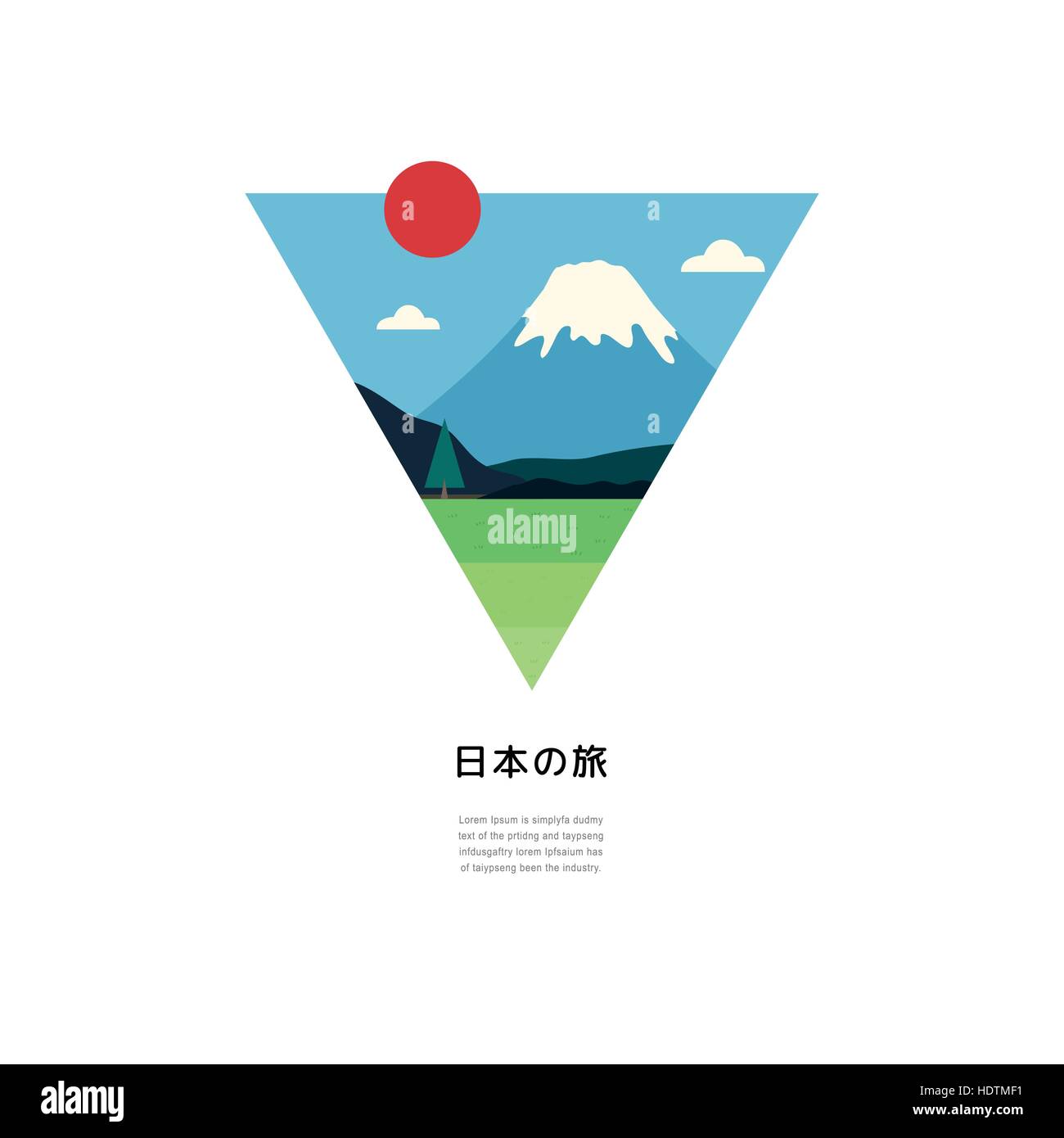 simplicity Japan travel poster design - Japan Travel in Japanese words Stock Vector