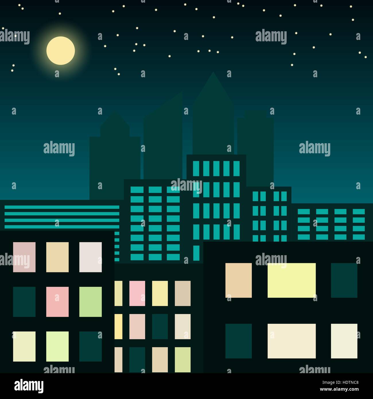 Vector illustration of the city at night Stock Vector Image & Art - Alamy