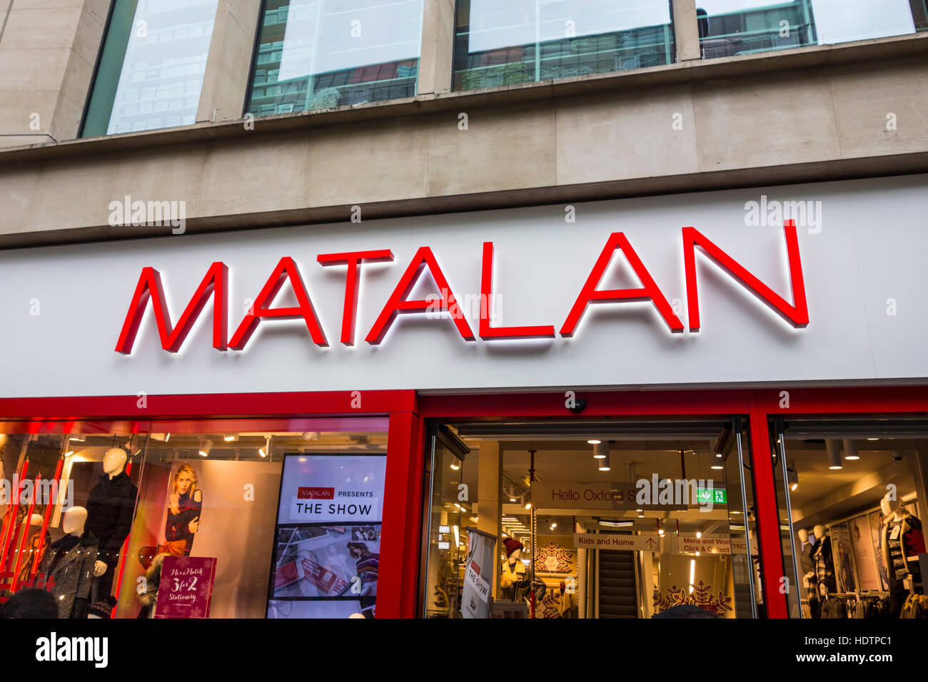 Matalan store sign, Oxford Street, London, UK Stock Photo